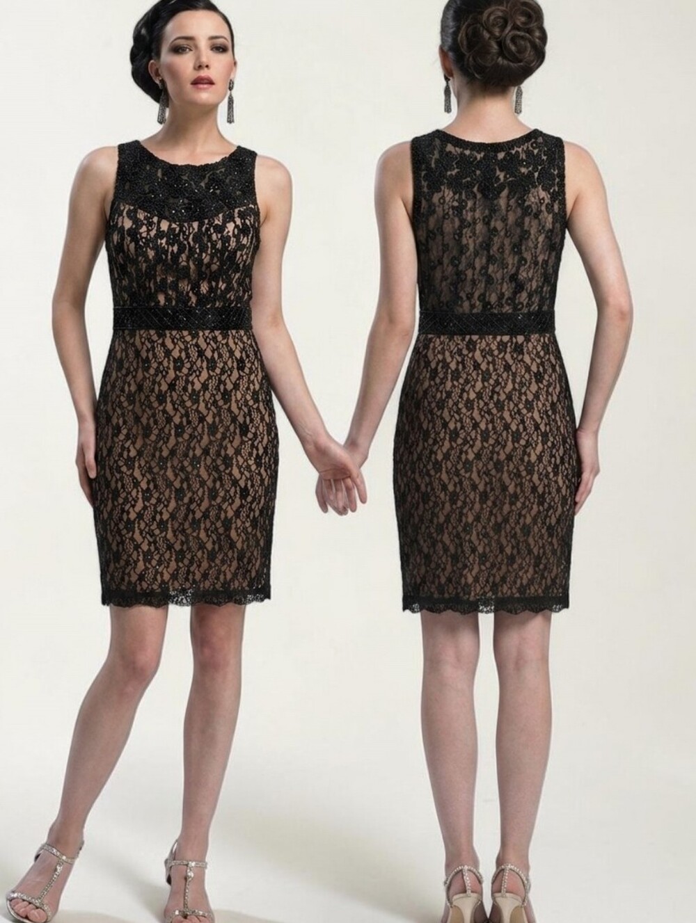 SUE WONG Nocturne Beaded Lace Sheath Cocktail Dress - Size 0